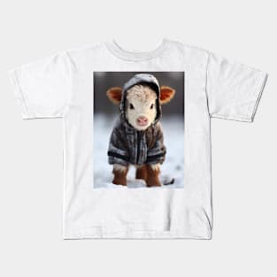 Baby cow winter Christmas Kids T-Shirt